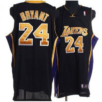 Los Angeles Lakers #24 Kobe Bryant Black With Yellow Swingman Jersey
