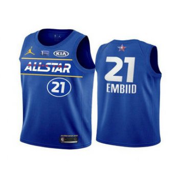 Men's 2021 All-Star Philadelphia 76ers #21 Joel Embiid Blue Eastern Conference Stitched NBA Jersey