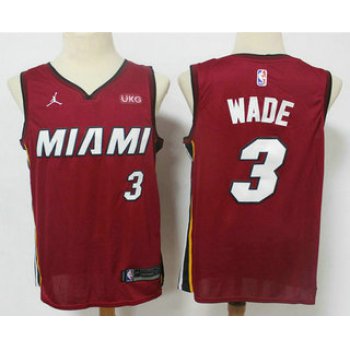Men's Miami Heat #3 Dwyane Wade Red 2020 Brand Jordan Swingman Stitched NBA Jersey With The NEW Sponsor Logo