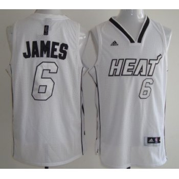 Miami Heats #6 LeBron James White With Silvery Fashion Jersey
