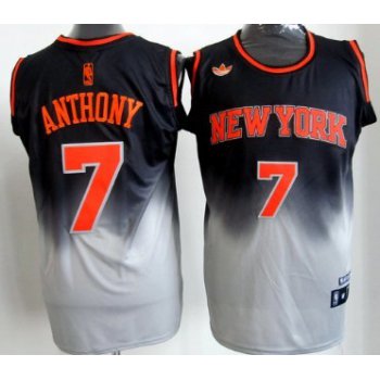 New York Knicks #7 Carmelo Anthony Black/Gray Fadeaway Fashion Jersey