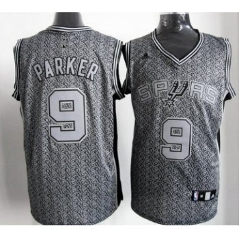 San Antonio Spurs #9 Tony Parker Gray Static Fashion Jersey