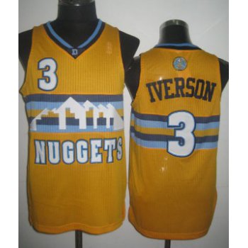 Denver Nuggets #3 Allen Iverson Yellow Swingman Jersey
