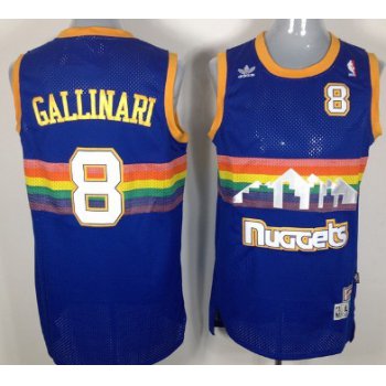Denver Nuggets #8 Danilo Gallinari Blue Rainbow Swingman Throwback Jersey