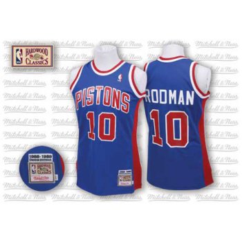 Detroit Pistons #10 Dennis Rodman Blue Swingman Throwback Jersey