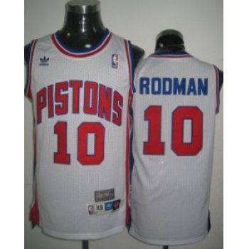 Detroit Pistons #10 Dennis Rodman White Swingman Throwback Jersey