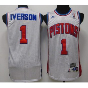 Detroit Pistons #1 Allen Iverson White Swingman Throwback Jersey
