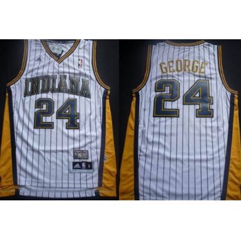 Indiana Pacers #24 Paul George White With Pinstripe Swingman Throwback Jersey