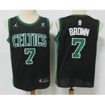Men's Boston Celtics #7 Jaylen Brown Black 2021 Brand Jordan Swingman Stitched NBA Jersey With NEW Sponsor Logo