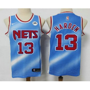 Men's Brooklyn Nets #13 James Harden Blue Nike 2020-21 Hardwood Classics Stitched NBA Jersey With The NEW Sponsor Logo