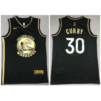 Men's Golden State Warriors #30 Stephen Curry NEW 2020 Black Golden Edition Nike Swingman Jersey