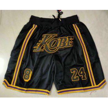 Men's Los Angeles Lakers #8 #24 Kobe Bryant Black Just Don Swingman Throwback Shorts