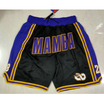 Men's Los Angeles Lakers #8 #24 Kobe Bryant Black Mamba Black Just Don Swingman Throwback Shorts