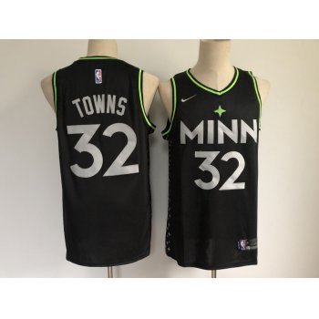 Men's Minnesota Timberwolves #32 Karl-Anthony Towns Black 2021 Nike City Edition Swingman Stitched NBA Jersey