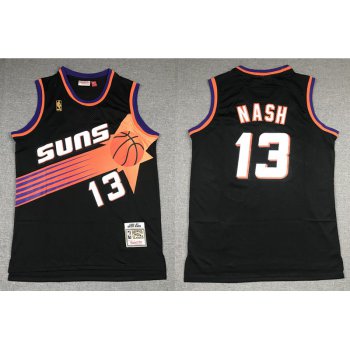 Men's Phoenix Suns #13 Steve Nash Black Gold NBA Hardwood Classics Soul Swingman Throwback Jersey