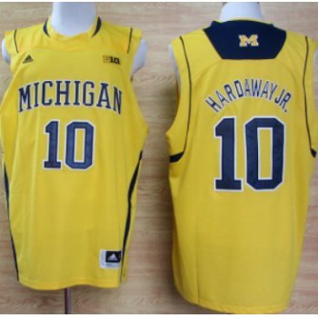 Michigan Wolverines #10 Tim Hardaway Jr. Yellow Big 10 Patch Jersey