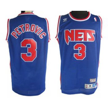 New Jersey Nets #3 Drazen Petrovic Blue Swingman Throwback Jersey