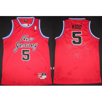 New Jersey Nets #5 Jason Kidd Red Swingman Jersey