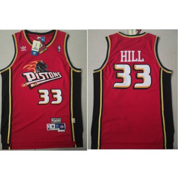 Detroit Pistons 33 Grant Hill Swingman Red Throwback Adidas Jersey