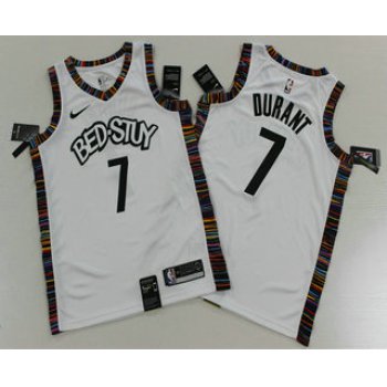 Men's Brooklyn Nets #7 Kevin Durant NEW White 2020 City Edition Swingman Printed NBA Jersey