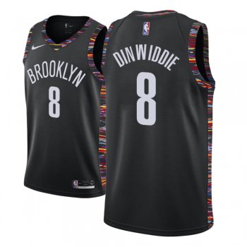 Men's Brooklyn Nets #8 Spencer Dinwiddie Black City Edition Nike Swingman Jersey