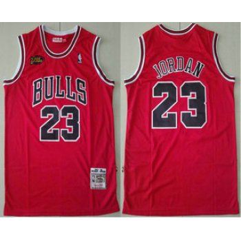 Men's Chicago Bulls #23 Michael Jordan 1997-98 Red Final Patch Hardwood Classics Soul Swingman Throwback Jersey