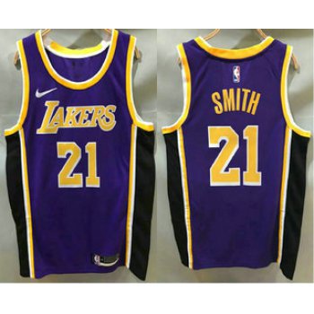Men's Los Angeles Lakers #21 JR Smith Purple 2020 Nike Swingman Printed NBA Jersey
