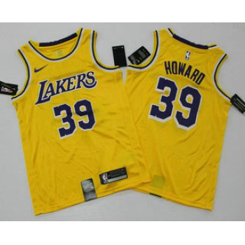 Men's Los Angeles Lakers #39 Dwight Howard Yellow 2019 Nike Swingman Printed NBA Jersey