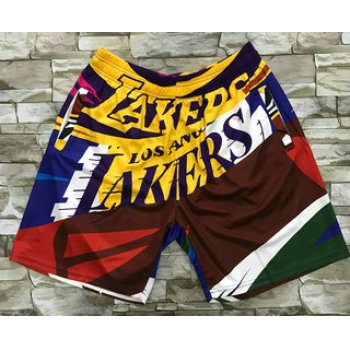 Men's Los Angeles Lakers Multi Color Hardwood Classics Soul Swingman Throwback Printed NBA Shorts