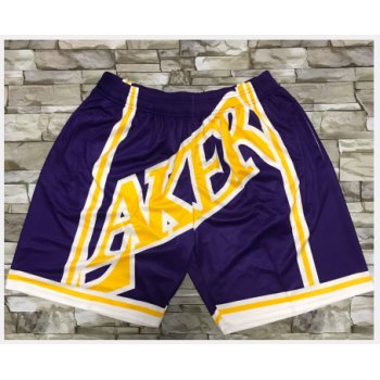 Men's Los Angeles Lakers Purple Big Face Mitchell Ness Hardwood Classics Soul Swingman Throwback Shorts