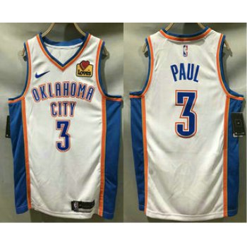 Men's Oklahoma City Thunder #3 Chris Paul White 2020 Nike Swingman Stitched NBA Jersey With The Sponsor Logo