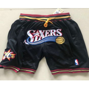 Men's Philadelphia 76ers 1999-00 Black Just Don Shorts Swingman Shorts