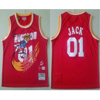 Travis Scott X Br X Mn Houston Rockets #01 Jack Red Basketball Swingman Stitched Throwback Jersey