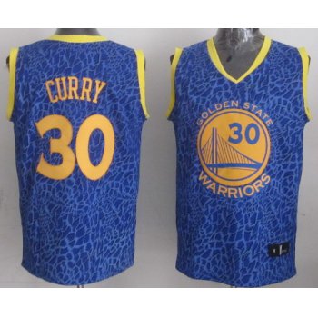 Golden State Warriors #30 Stephen Curry Blue Leopard Print Fashion Jersey