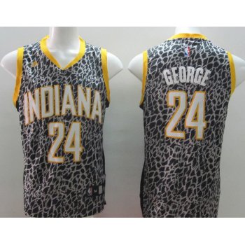 Indiana Pacers #24 Paul George Black Leopard Print Fashion Jersey