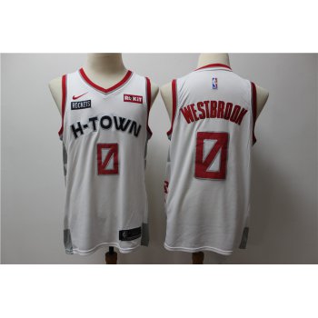 Men's Houston Rockets #0 Russell Westbrook White 2020 Nike City Edition Swingman Jersey With The Sponsor Logo