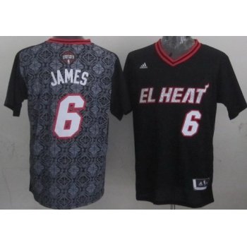 Miami Heat #6 LeBron James Revolution 30 Swingman 2014 Noche Latina Black Jersey