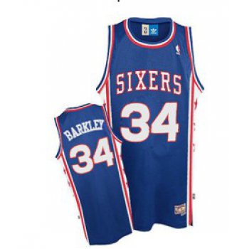 Philadelphia 76ers #34 Charles Barkley Blue Swingman Throwback Jersey