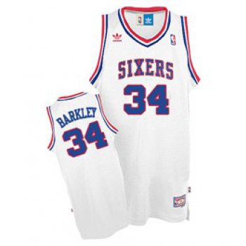 Philadelphia 76ers #34 Charles Barkley White Swingman Throwback Jersey