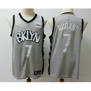 Men's Brooklyn Nets #7 Kevin Durant Gray 2019 NEW Nike Swingman Stitched NBA Jersey With The Sponsor Logo