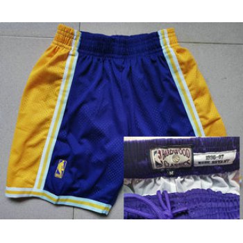 Men's Los Angeles Lakers #24 Kobe Bryant 1996-97 Purple Hardwood Classics Soul Swingman Throwback Shorts