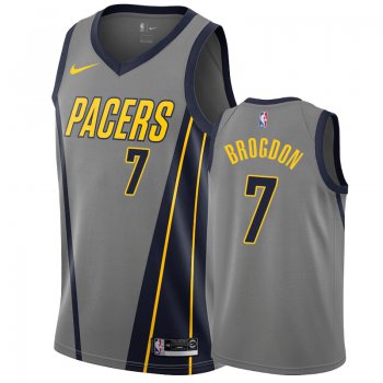 Nike Pacers #7 Malcolm Brogdon Gray City Edition Men's NBA Jersey