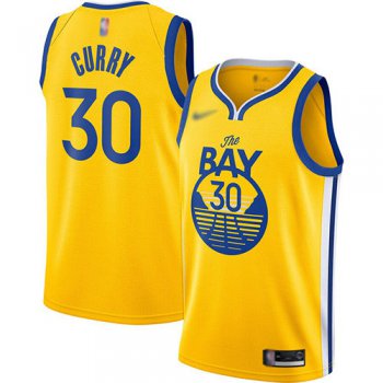 Warriors #30 Stephen Curry Gold Basketball Swingman Statement Edition 2019-2020 Jersey