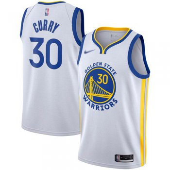 Warriors #30 Stephen Curry White Basketball Swingman Association Edition 2019-2020 Jersey