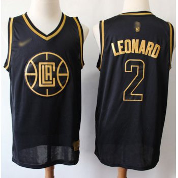 Nike Clippers #2 Kawhi Leonard Black Gold NBA Swingman Limited Edition Jersey