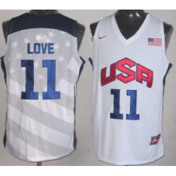 2012 Olympics Team USA #11 Kevin Love Revolution 30 Swingman White Jersey