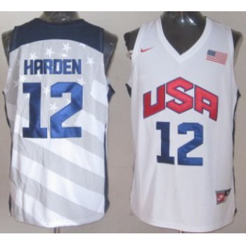 2012 Olympics Team USA #12 James Harden Revolution 30 Swingman White Jersey