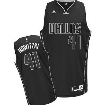 Dallas Mavericks #41 Dirk Nowitzki All Black With White Swingman Jersey