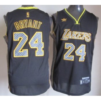 Los Angeles Lakers #24 Kobe Bryant Black Electricity Fashion Jersey