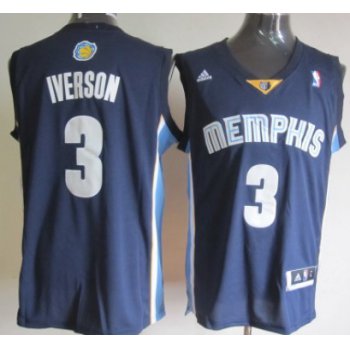 Memphis Grizzlies #3 Allen Iverson Revolution 30 Swingman Navy Blue Jersey